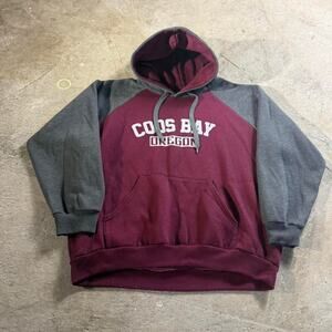 Vintage 90’s Y2K Coos Bay Oregon Boxy Two Tone Hoodie